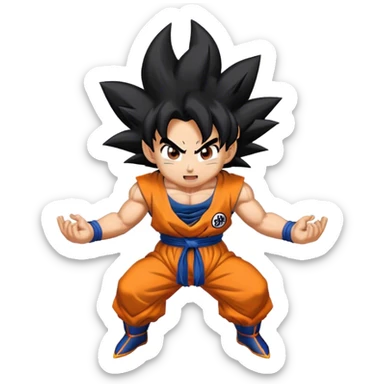 A Goku Emoji Going Super Saiyan with an aura around him sticker