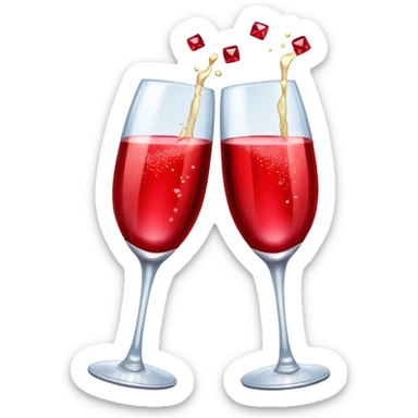 2 red champagne glasses are clinking sticker