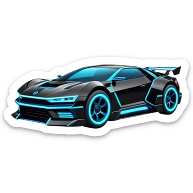 futuristic black and blue cyberpunk car sticker