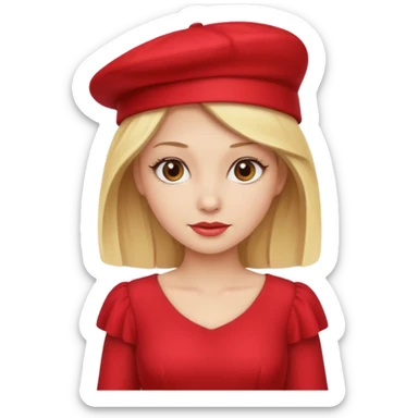 blonde woman wear red hat and dress sticker