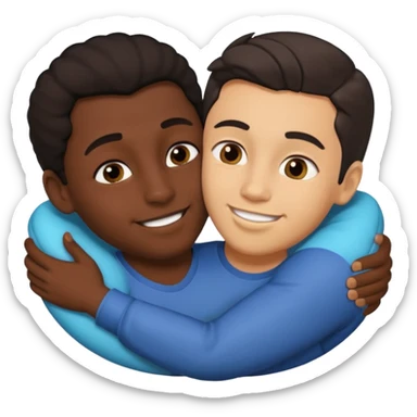 1 Dark skin male , 1 light skin dark hair male,spooning, kissing, touching, in love sticker