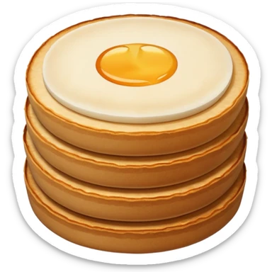 round flat rice cake, lightly toasted surface, sticker