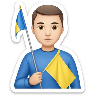 The Ukrainian man with flag sticker