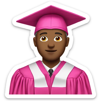 white man in a pink graduation and pink academic regalia sticker