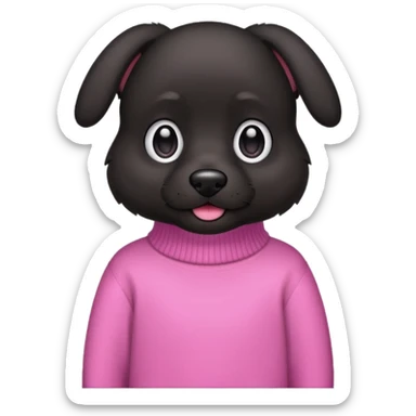 Udělat emoji z mého psa s růžovým svetrem má černou srst a má docela malý obličej  sticker