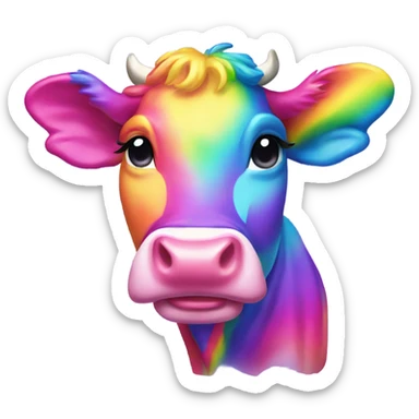 Lisa frank rainbow cow sticker
