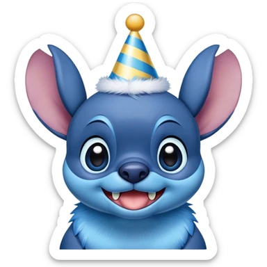 stitch wearing a birthday hat sticker