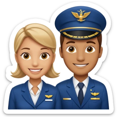 female flight attendant working with her male colleague sticker