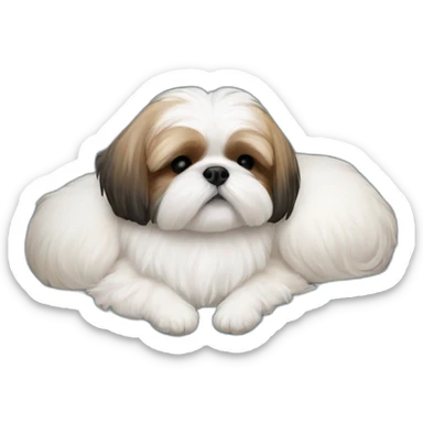 Shih tzu sleeping in light blue circular dog bed sticker