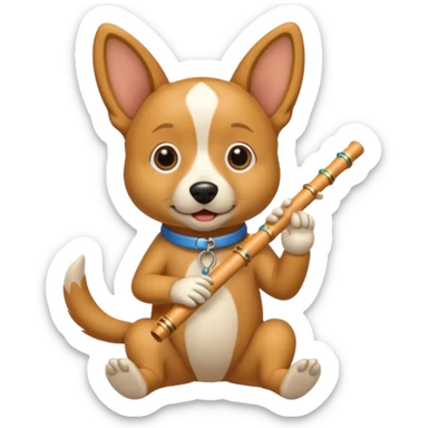 dog playing flute sticker