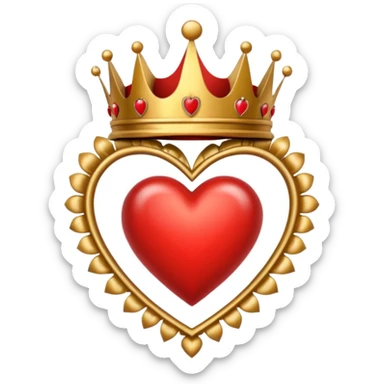 Red heart and crown on top sticker