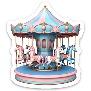 pastel pink and blue merry-go-round carousel sticker