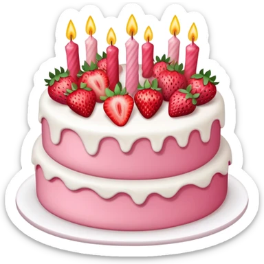 Pink strawberry birthday cake with 27 on it  sticker