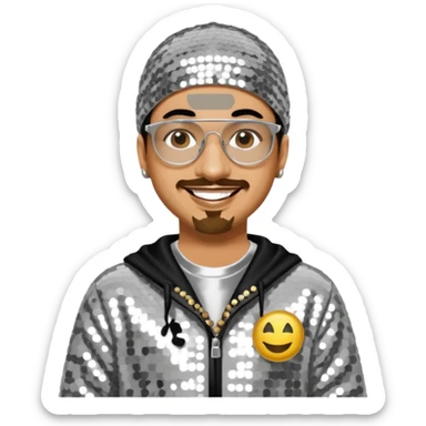 Ali G with silver sequin outfit sticker