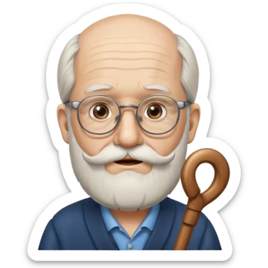 Anciano barba blanca muy larga bastón audifonos sordera lentes  sticker