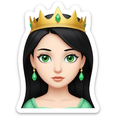 Princess with black hair and green eyes sticker