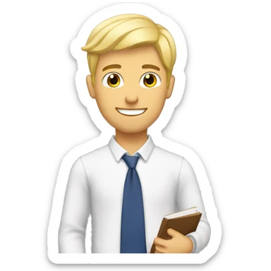 blond guy loves to study sticker