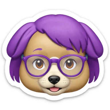 purple haired dog wearing glassess sticker