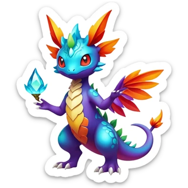 Elemental magical colorful exotic animesque Pokémon-Fakémon-creature, (full body) sticker