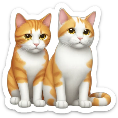 Orange cat and white cat best friends sticker