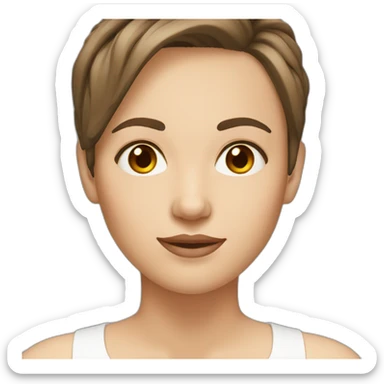 white woman with brown eyes, short brown hair sticker
