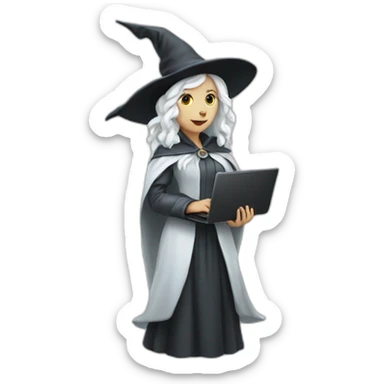 White Witch holding laptop sticker