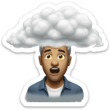 man who drops it came out of his mouth with a cloud above it that symbolizes a thought sticker
