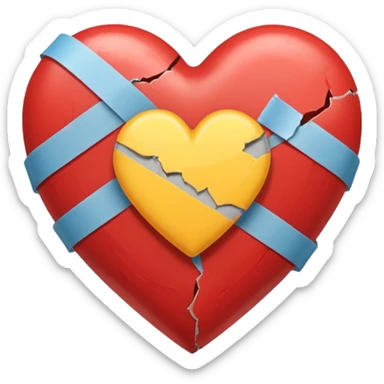 Heart held together by tape, tape snapping sticker