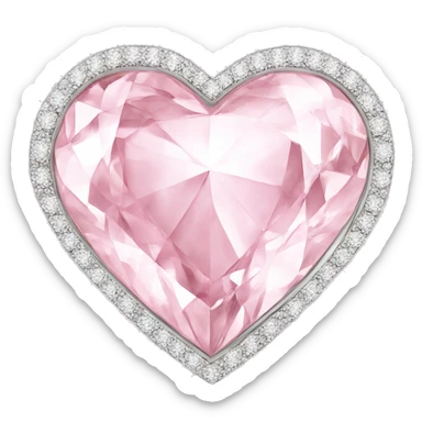 Diamond silver  ring light pink heart sticker