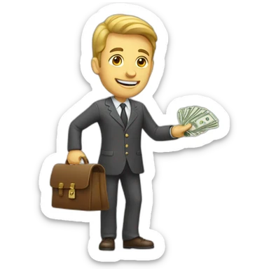 A man with cash in hand sticker