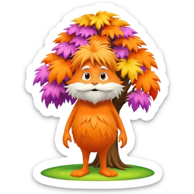 The lorax stasnding next to a colorful tree sticker