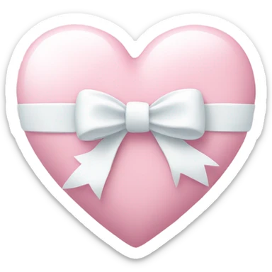 Pastel pink heart with white bow sticker