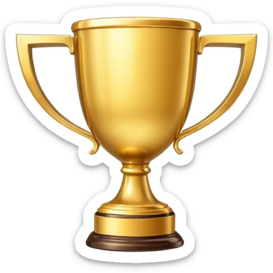 single golden winner trophy cup emoji, shiny metallic, minimal flat vector style, isolated on white background, no text, no watermark --ar 1:1 --v 6
 sticker