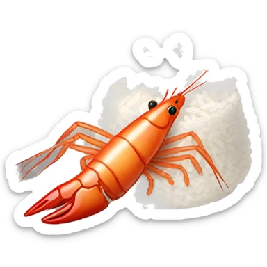Shrimp that is cooking rice sticker