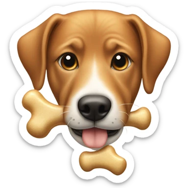 Face with dog bone sticker