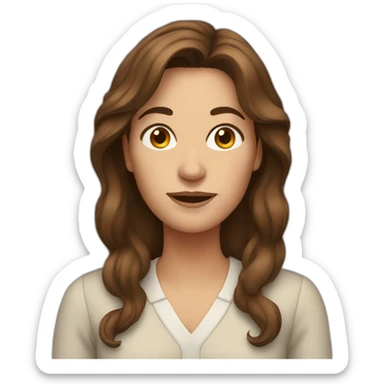 middle age woman with long brown hair sticker