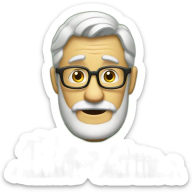 Hombre Senior pixar con barba y coleta camisa de cuadros verdes sticker