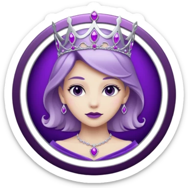 Purple shadow rose silver circle plaque with silver tiara sticker