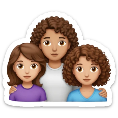 Un trio avec deux fille (cheveux brun et lisse) et un garçon ( cheveux brun et bouclés avec une couleur de peau un peut latino) sticker