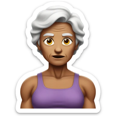 muscular grandma unhappy  sticker