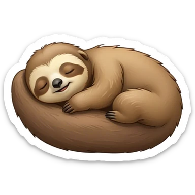 Meme-Worthy cute Sleeping Sloth Portrait Emoji, Head resting peacefully with a contented smile, showcasing a luxuriously soft, fuzzy form and eyes gently closed in serene slumber, Simplified yet comically adorable features, highly detailed, glowing with a soft, drowsy glow, high shine, relaxed and utterly lovable, stylized with an air of playful laziness, bright and heartwarming, soft glowing outline, capturing the essence of a sleeping sloth that feels destined to become the next viral icon of adorable rest! sticker