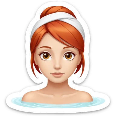 Red-hair-girl brown-eyes spa skincare sticker