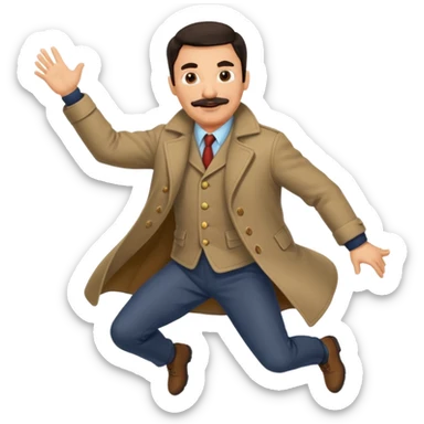 Middle age period Dark haired Man with mustache wearing a coat of mail and jumping sticker