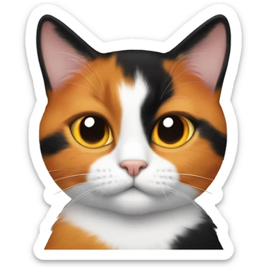 calico cat with one half of the face black and one half of the face orange  sticker