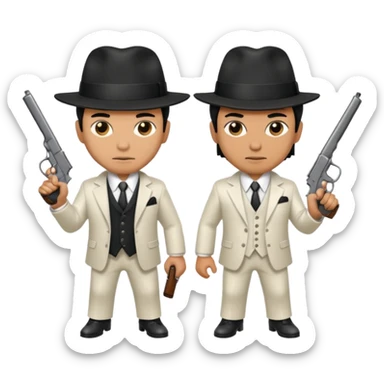 2 mafia members guns sticker