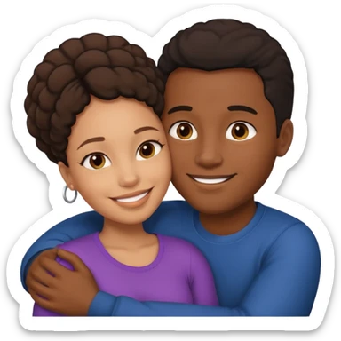 Ebony couple, light skin female brown skin male cuddling  sticker