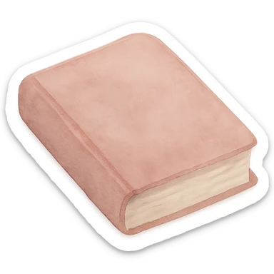 dusty-rose colored antique closed book, dreamy painterly watercolor style, visible brushstrokes sticker