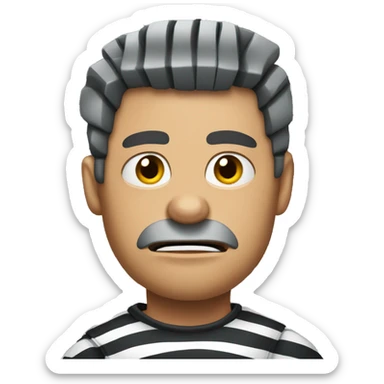 angry prisoner dressed in vertical striped prison clothes sticker