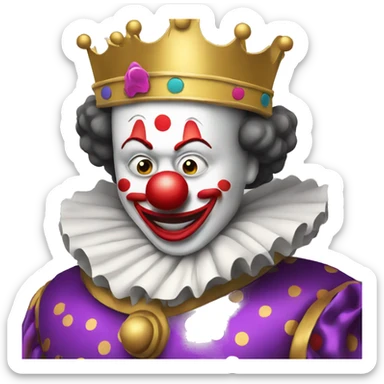 A clown taking off the mask of a king sticker