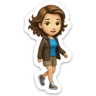 Brown haired girl walking sticker